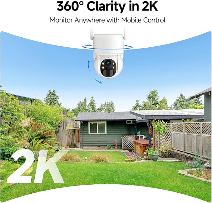 Oculview 2K Solar Security Camera Wireless Outdoor, 1PCS Outdoor Camera Wireless with 360° View, Cameras for Home Security with Color Night Vision, 4G LTE Cellular, No Wi-Fi Needed, 1 Pack, White