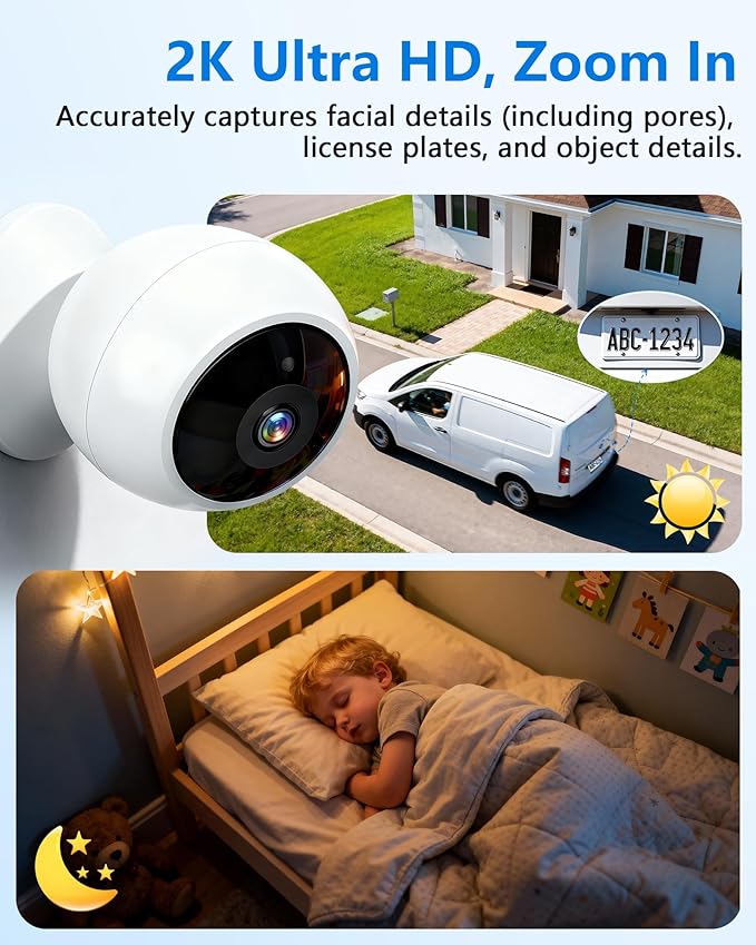AMTIFO Security Cameras Wireless Outdoor Magnetic: Install-Free Smart Indoor 2K WiFi - Long Battery Life Powered Wireless Cameras for Home Security with AI Motion Detection