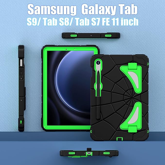 AKABEILA Compatible with Samsung Galaxy Tab S10 FE 2025/Tab S10 Lite 2025 Tablet Case，Lightweight Shockproof Rugged Protective Cover with Kickstand for Kids Children Boys Babies Dark Green