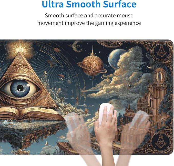 Gothic Masonic Mouse Pad Extended Large Gaming Mouse Pad XL Stitched Edges for Gamer Home Office 31.5 X 11.8 Inch
