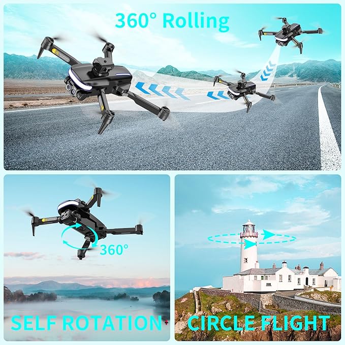 OBEST Mini Drone with Camera,P14 - WiFi VR RC Drone,HD 4K Foldable,2 Batteries, 90° Adjustable Lens,One Key Take Off/Land,Intelligent 360° Obstacle Avoidance,Carrying Case,RC Quadcopter