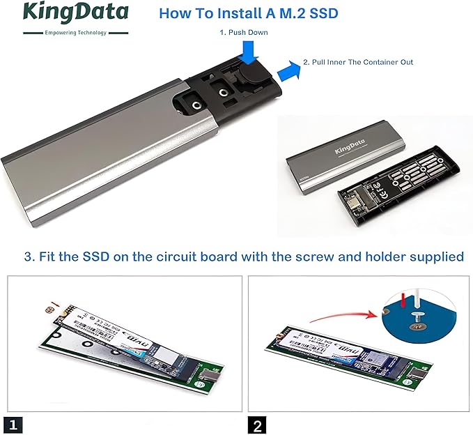 M.2 NVMe Enclosure, Tool-Free 10Gbps USB 3.1 Adapter for 2230/2242/2260/2280 M.2 SSD With USB C to A Cable
