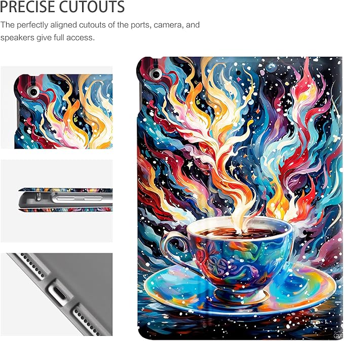 for 9th Generation Case, iPad 8th Generation case, Case for iPad 7th Generation, for iPAD Cases 9th Generation 10.2 Inch Multi-Angle Viewing with Adjustable Stand Auto Wake/Sleep, Magical Tea Cup