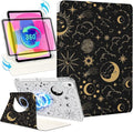 Shorogyt for iPad A16 11th Generation 11 inch 2025 /for i Pad 10th Generation case Magnetic Stand for Women - Cute Design 360 Degree Rotating Covers Girls Aesthetic with Pencil Holder,Sun Moon
