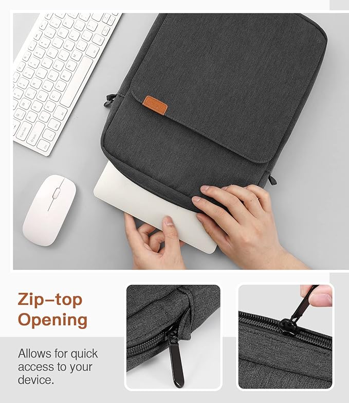 MoKo 13.3-14 Inch Laptop Sleeve Bag Fits Mac Neo 13-inch A18 Pro, Mac Pro 13.3" M2 2022/M5/M5 Pro/M5 Max 14.2" 2026, Mac Air 13.6" M5 2026, Handle Carrying Case with Shoulder Strap, Black & Gray