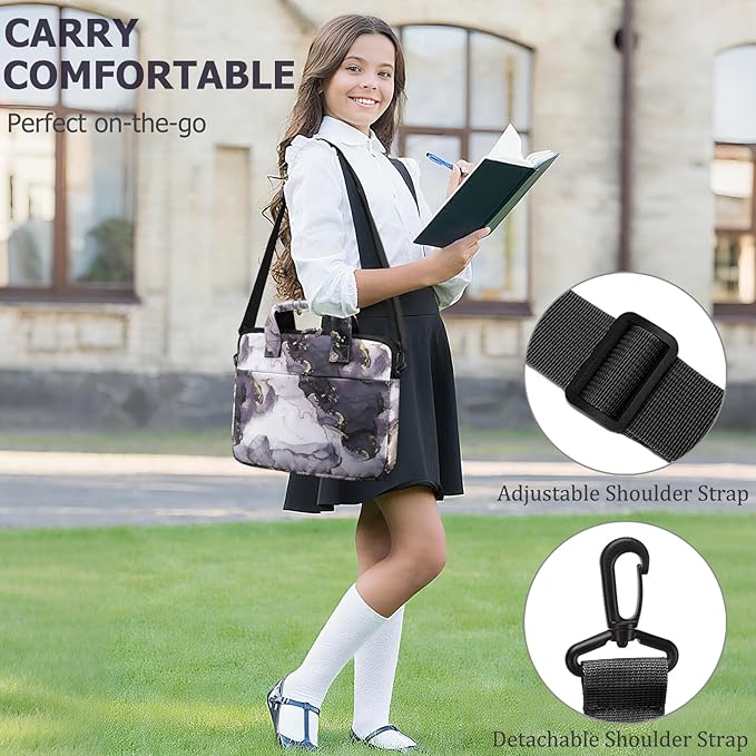 JIANYA Tablet Sleeve Bag Marble Tablet Carrying Bag with Shoulder Strap, 10-12.5 Inch, Purple