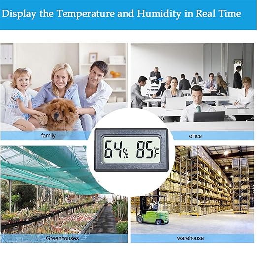 Reptile Thermometer Hygrometer Meter Indoor Temperature Gauge Fahrenheit ℉ Mini Digital Humidity for Outdoor Office Humidors Jars Incubators Guitar Case (1)