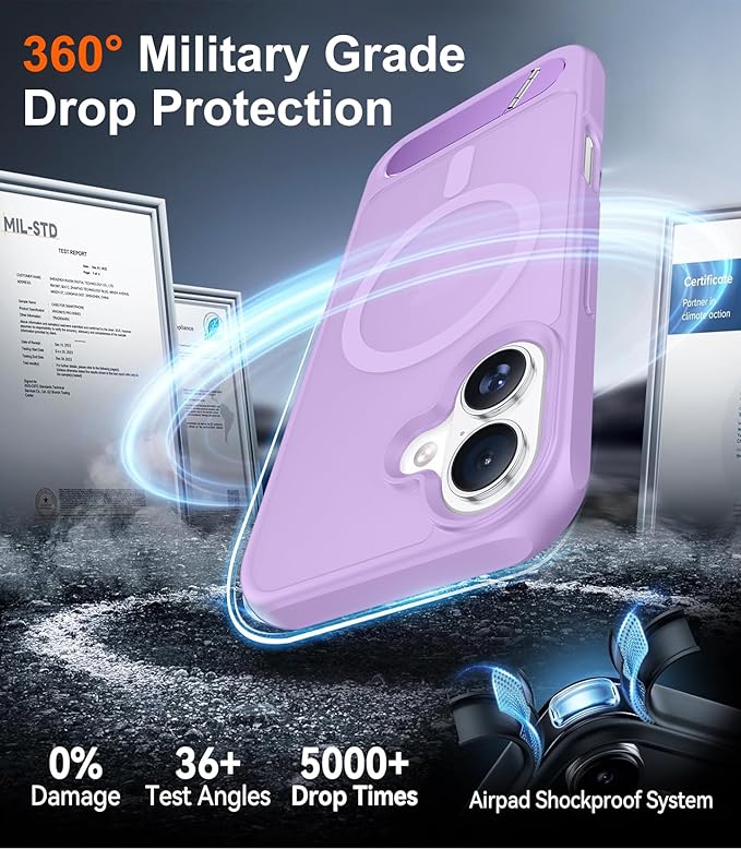 Magnetic Compatible with iPhone 16 Plus Case, [Built-in Invisible Kickstand][Compatible with MagSafe][Military Grade Shockproof] Slim Translucent Matte Phone Case for iPhone 16 Plus 6.7"