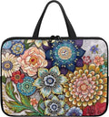 15 Inch Boho Flowers Laptop Sleeve for Women Girl, Slim Water Resistant Computer Carrying Case with Handle, Durable Protective Laptop Tote Bag Cover Compatible with Tablet/Notebook/Reader