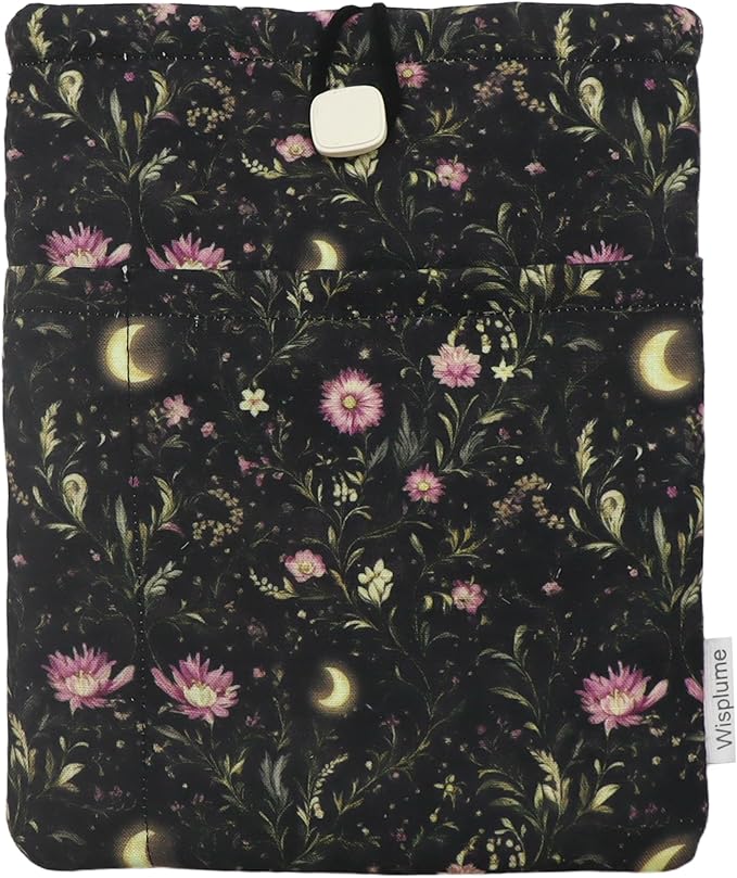 Padded eReader Sleeve Tablet Bag Pouch for eReader Paperwhite, Colorsoft,Signature Edition, Voyage,Scribe/Kobo eReader,Floral Book Protector for Paperbacks and Small Hardcovers(Black,Medium)