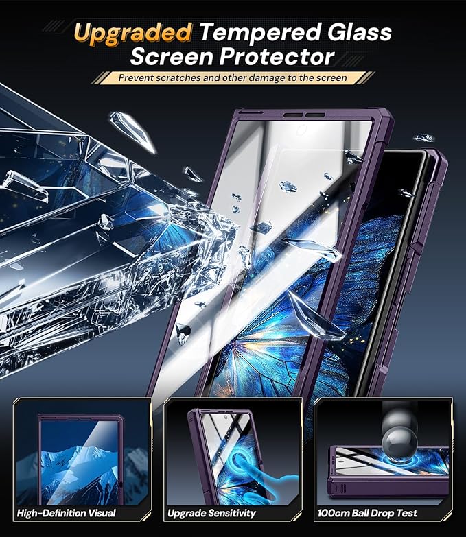 Kaiiecal for Samsung Galaxy Z-Fold-7 Case: Dual-Stand & Military Shockproof Rugged Hinge & HD Screen Protector [Anti-Scratch] Durable Shockproof Women Men Business Cover for Z Fold7 5G 2025 (Purple)