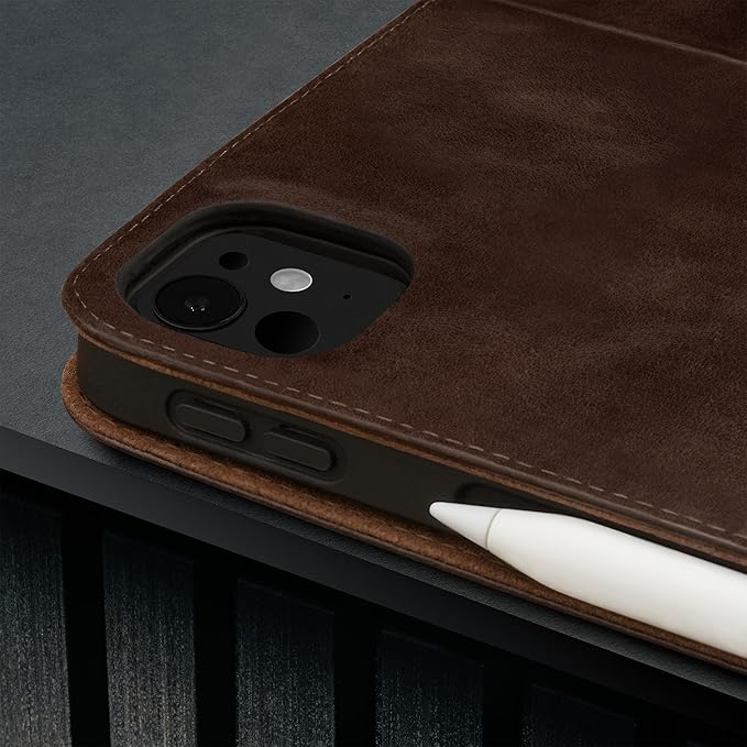 TORRO Case Compatible with iPad Pro 11” M5 / M4 (2025/2024) – Premium Leather iPad Pro 11” 2025/2024 Case with Stand Function, Apple Pencil Connectivity and Wake/Sleep Function (Dark Brown)