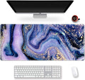Extended Gaming Mouse Pad XXL ArtSo Large Keyboard Mat Long Mousepad Desk Decor Writing Pad Non Slip Rubber Base Stitched Edges for Work, Game, Office, Home, 35.1" x 15.7", Purple Marble