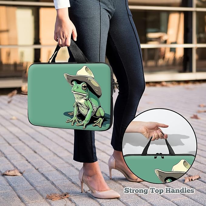 Laptop Sleeve Case Bag 15 inch, Green Frog Slim Carrying Case Durable Handbag Travel Laptop Bag for 15 inch MacBook Air M3/M2/15 Pro/Surface Laptop 7/6/5/4/3/ Dell XPS 15 Plus