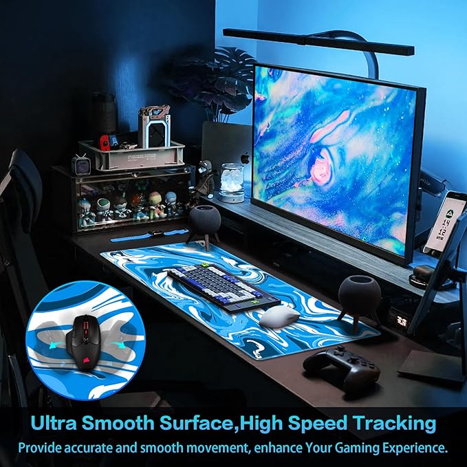 Canjoy Gaming Mouse Pad, Fluid Pattern Mouse Pad 31.5x15.7inch Large Extended Computer Mouse Mat Keyboard Full Desk Mousepad for Gaming, Office, Home