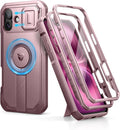 Dexnor for iPhone 16 Plus Case with Slide Camera Cover&Adjustable Kickstand & Built-in Screen Protector,Compatible with MagSafe Shockproof Bumper Cases Heavy-Duty Magnetic Protective Cover,Peony Pink