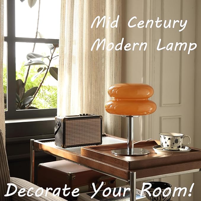 Glivpny Mushroom Lamp Table Lamp for Night Stands,Mid Century Modern Desk Lamps for Bedroom, Vintage Dimmable Bedside Small Cute Lamps, Cool Aesthetic House Warming Gifts New Home Decor (Copper)