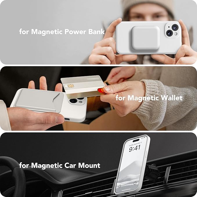 Magnetic for iPhone 14 Case, Compatible with MagSafe, [Full Camera Protection][Screen Protector] Silicone Shockproof Protective Phone Case for iPhone 14 6.1 inch, White