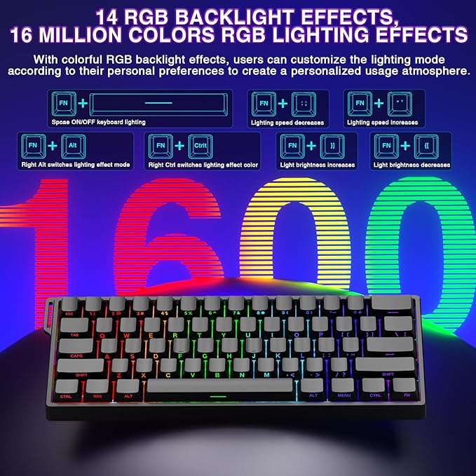 Aula WIN60 HE - 60% Mechanical Gaming Keyboard Wired, Magnetic Switch Hot Swappable, Adjustable Actuation Rapid Trigger Mode, 8000 Hz Polling Rate, RGB Small Keyboard 60 Percent Compact Design for PC