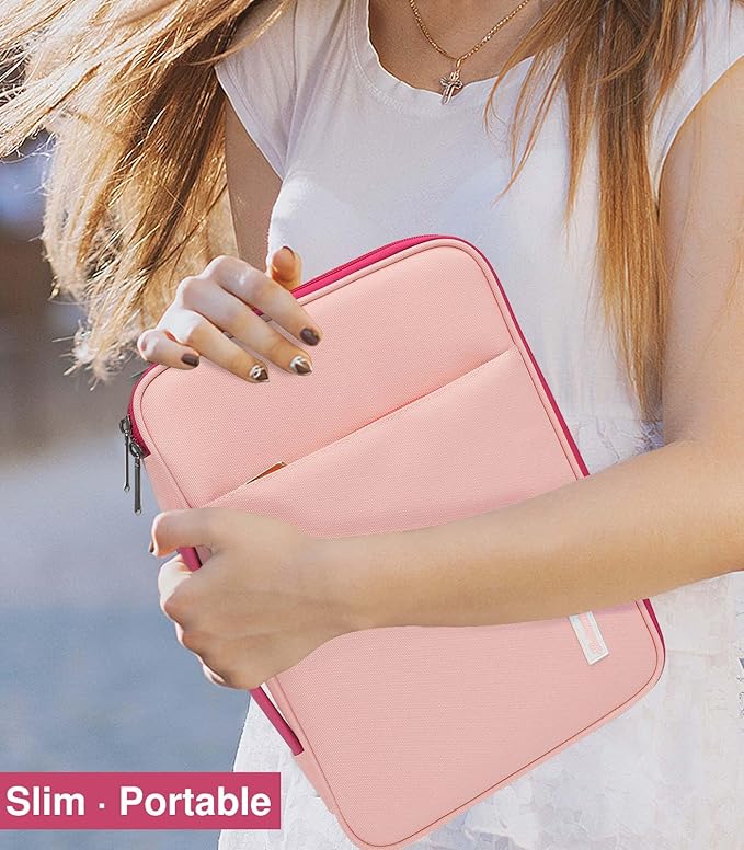 Dadanism 9-11" Tablet Sleeve Padded Carrying Case with Handle for iPad A16 11", iPad 10th Gen/Air5/4 10.9", iPad Air M4/Pro M5 11", iPad 9/8/7th Gen 10.2", Galaxy Tab A11+ 11", Remarkable 2, Pink