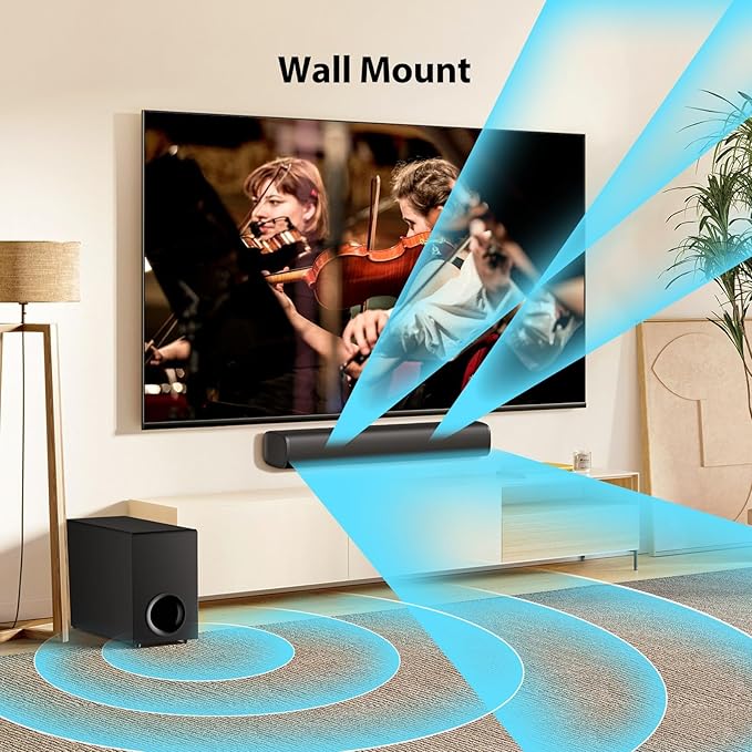 Upgraded Sound Bar for TV with 5.9inch Big Powerful 110W Subwoofer, Deep Bass, Bluetooth 5.4, ARC/Optical/AUX/Bluetooth Connect, Surround Sound System for PC/Gaming/Projectors/Gift Pcs
