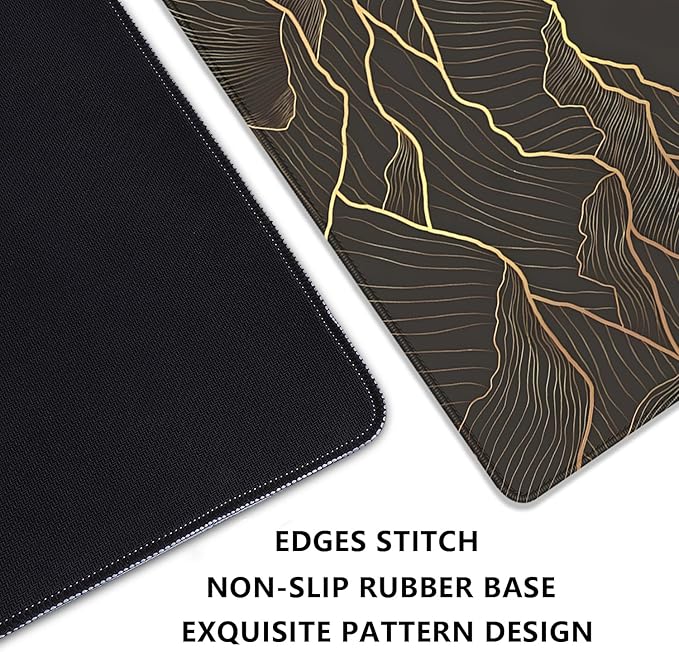 Gold Mountains Mouse Pad Desk Pad,Extended Gaming Mouse Mat with Stitched Edges Non-Slip Waterproof Rubber Base Mous Mat for Office,Computer,Keyboard,Laptop and Home Desk Pad(27.5X11.8 in)