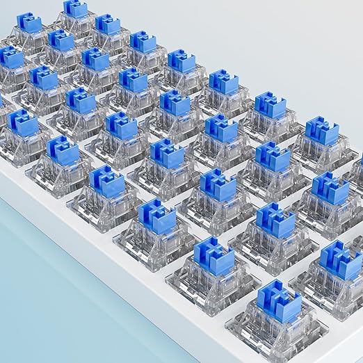 Outemu 45PCS Crystal Blue Clicky Mechanical Keyboard Switches,3-Pin Hot-Swappable Pre-Lubricated Switch with 1 Kailh Switches,Crisp Click Sound,for Gaming Keyboards & 3D Print Accessories