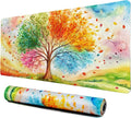 Lokigo Desk Pad Season Tree, Large Gaming Mouse Pad 31.5"x15.7", Waterproof Big Mousepad for Desk Rubber Base with Stitched Edges Desktop Deskmatt for Laptop Gaming Work Study, Colord Season Tree