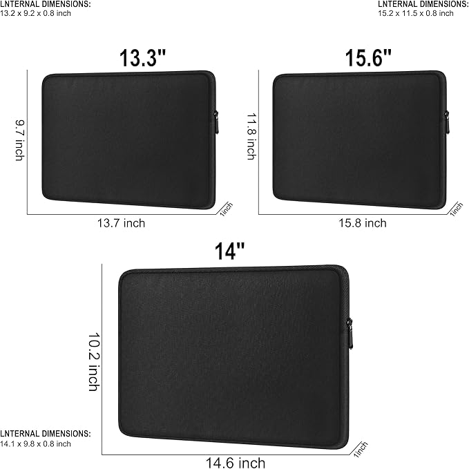 Laptop Case Sleeve 14 Inch, Shockproof Protective Traveling Computer Cover, Water Resistant Portable Laptop Carrying Bag Compatible for Lenovo, HP, Dell, Asus, MacBook Air/Pro, Black
