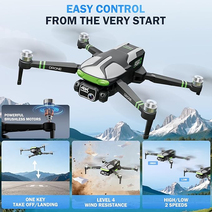 GPS Drones with Camera for Adults 4K, 100-Min Flight Time, 5.7" FPV Screen, Long Range Video Transmission, RC Quadcopter, GPS Follow, Auto Return, Beginner Mode, Foldable RC Drones with 2 Batteries
