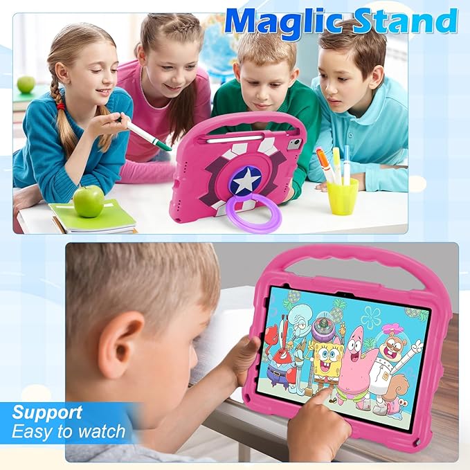 Case for iPad Air 11-inch M3 (2025)/M2 (2024), iPad Air 5th (2022)/4th Gen (2020) 10.9 Inch,iPad A16 11th Gen 2025/iPad 10th Gen 2022,Shockproof Lightweight Cover with Stand Convertible Handle.Pink