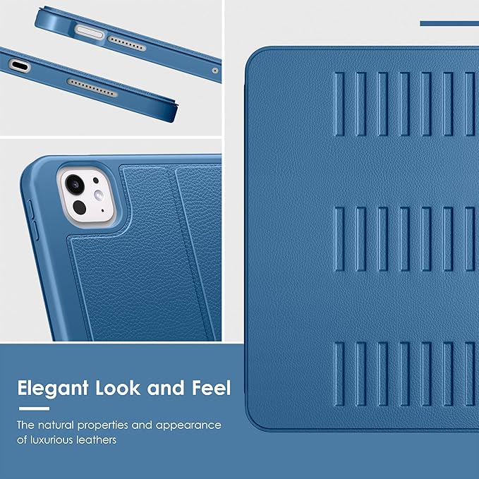 VIKESI Case for iPad Pro 11 inch (M5/M4) 2025/2024,Multiple Angles Magnetic Stand Cover,Shockproof Back,Pencil Holder,and Auto Sleep/Wake,Navy Blue