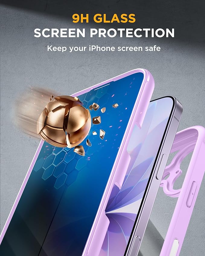 Miracase Magnetic for iPhone 17 Case with Privacy Screen Protector [Compatible with MagSafe],Full Camera Protection and Full Body Shockproof Bumper 17 Phone Cover 6.3", Taro Purple