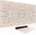 Baziabbo Pink Floral Desk Mat,XXL Extended Big Mouse Pad,Gaming Mousepad with Stitched Edge,Non-Slip Rubber Base Keyboard Desk Pad for Home Office Study Game