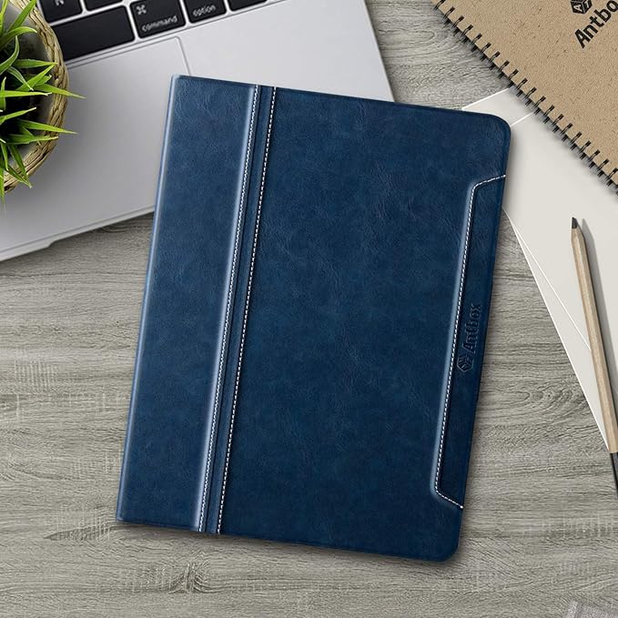 Antbox Case for iPad Air 2/iPad 6th/5th Generation(9.7'')/Pro 9.7''/Air 1 Vegan Leather Case with Pencil Holder Auto Sleep/Wake Function Smart Cover for iPad 9.7'' (Blue)