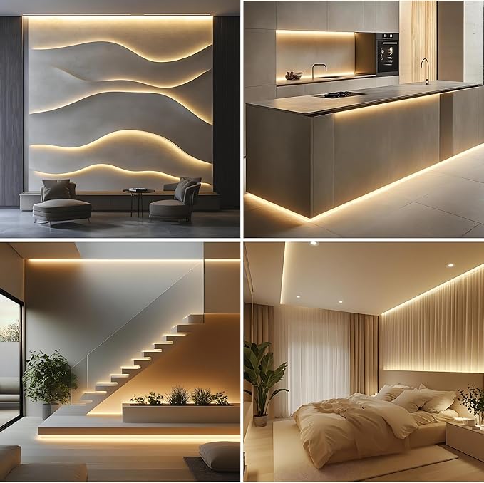 COB LED Strip Lights 3000K, 330+LM/FT, 24V DC LED Tape Light with Strong VHB Backing, CRI 95, UL Listed, Cuttable, Linkable, Dimmable, 5W/FT for Bedroom, Kitchen, Cabinets (NO Power Supply)