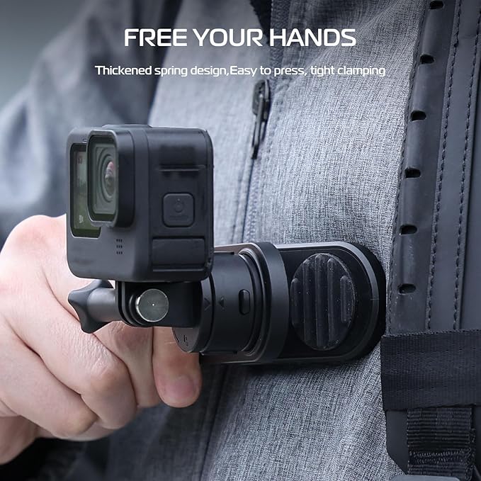 ULANZI Backpack Mount for Action Camera, Go Quick II Magnetic Suction Clip Clamp Mount Quick Release Shoulder Strap Holder Universal Accessories for Max Hero 13 12 11 10 9 8 7 6 5 Black DJI Action