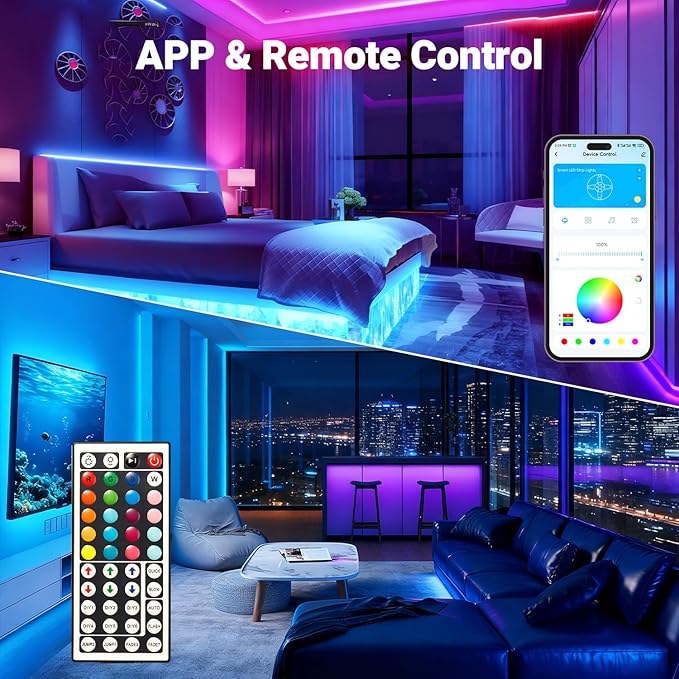 DAYBETTER Led Strip Lights 200 ft (2 Rolls of 100ft) Smart Led Light Strips with Remote and App Control, RGB Music Sync Color Changing Led Lights for Bedroom, Kitchen, Party, Home Decor
