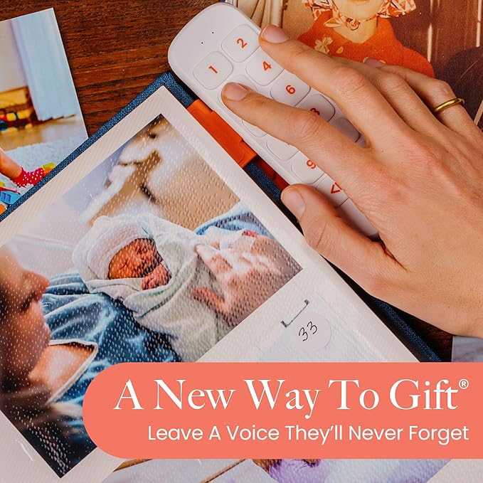 VOICEGIFT Play, 10 Hour Capacity Screen-Free Voice Recorder, Playback Tool, Portable Electronic Story Player with Speaker, Clip & Strap, Add Voice to Journals, Albums and Keepsakes