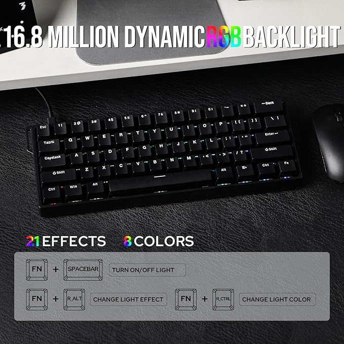EPOMAKER Aula WIN60 HE 60% Wired Magnetic Keyboard with Adjustable Actuation, 8000 Hz Polling Rate, Hall Effect Switches, Hot-Swap, for FPS Games (Black)