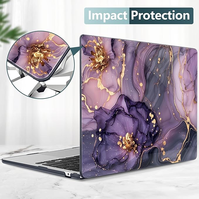 DONGKE Compatible with M5 MacBook Air 15 inch Case 2026 2025-2023 A3448 A3241 A3114 A2941 M4 M3 M2 Liquid Retina Display Touch ID, Protective Hard Shell Cover & Keyboard Skin - Hydrangea