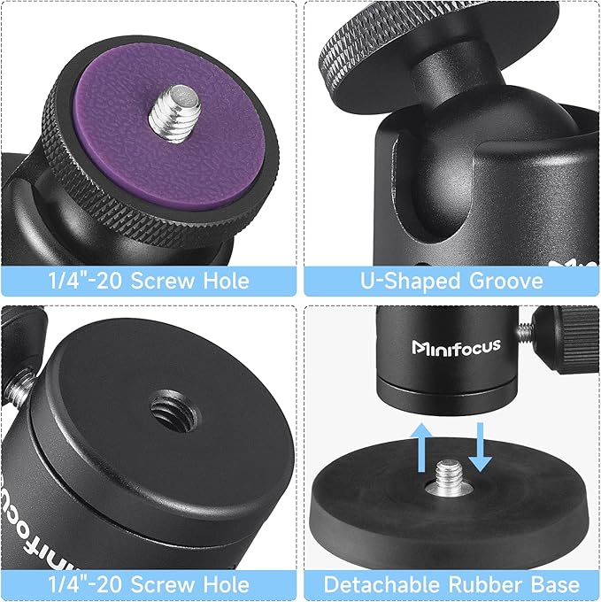 Magnetic Camera Mount for Action Camera, Super Strong Rubber Magnet with 360° Rotation Ball Head, 1/4"-20 Male Thread Screw, Magnet Camera Stand for GoPro, Insta 360, DJI Osmo Action Nano