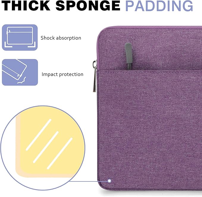 MoKo 9-11 Inch Tablet Sleeve Bag Carrying Case Fits New 11 inch iPad Air M3, iPad A16 2025, iPad Pro 11 M4/Air M2, iPad Air 5/4/3th, iPad 10/9/8/7th, Purple