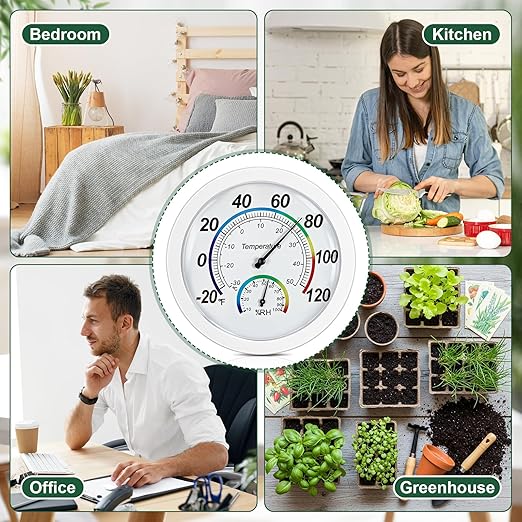 Weewooday 3 Pcs Indoor Outdoor Thermometer 2 in 1 Mini Home Temperature Humidity Hygrometer Monitor Gauge for Home Offices Wall(White,6 Inch)