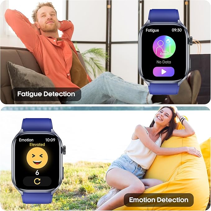 Advanced Health Smartwatch for Women Men with Real-Time Monitoring of Heart Rate, Sleep Quality and Stress Levels, Always-On Display，Bright Flashlight (Blue)