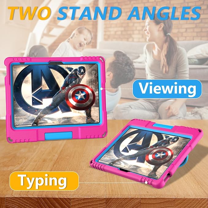 Kids Case for iPad 10th Generation 10.9-inch (2022) & iPad Air 11-inch M2 (2024) & iPad Pro 11-inch M4 (2024), Lightweight Shockproof Case Built-in Screen Protector with Handle Stand, Pink