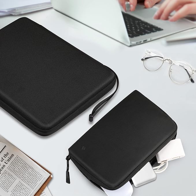 FINPAC Hard Laptop Sleeve with Accessory Pouch Compatible with 13 inch MacBook M5/M4/M3/M2 (2026-2022), MacBook Neo (A18 Pro), 14 inch MacBook Pro M5/M4/M3/M2, Surface Laptop Waterproof Case, Black