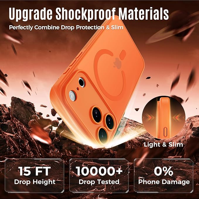 Symcele Designed for iPhone 17 Pro Max Case, Compatible with MagSafe, [Camera Protection] [15FT Military Drop Protection] Shockproof Translucent Matte Anti-Slip Phone Case, 6.9", Cosmic Orange