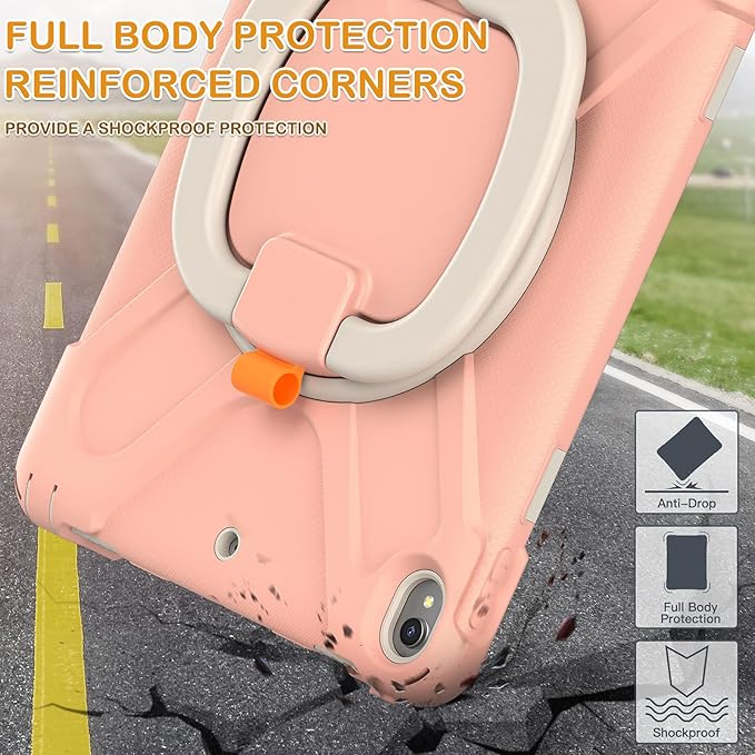BRAECN Case for iPad Air 3, [Full-Body] [Drop-Proof] Silicone Case with 360°Rotating Hand Grip/Pencil Holder/Shoulder Strap/Stable Kickstand for iPad Air 3rd Generation 2019/ Pro 10.5 2017-Rose Gold
