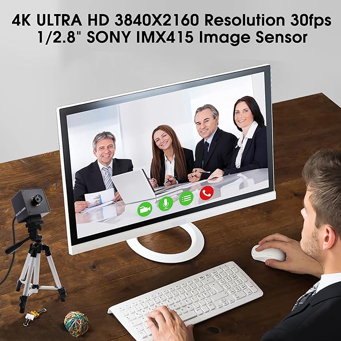 SVPRO 4K USB Camera Autofocus Video Camera UHD 3840x2160 with Metal Box for Pro Streaming/Online Course/Industrial Use,100 Degree Non-Distortion Wide Angle PC Computer Camera for PC Laptop
